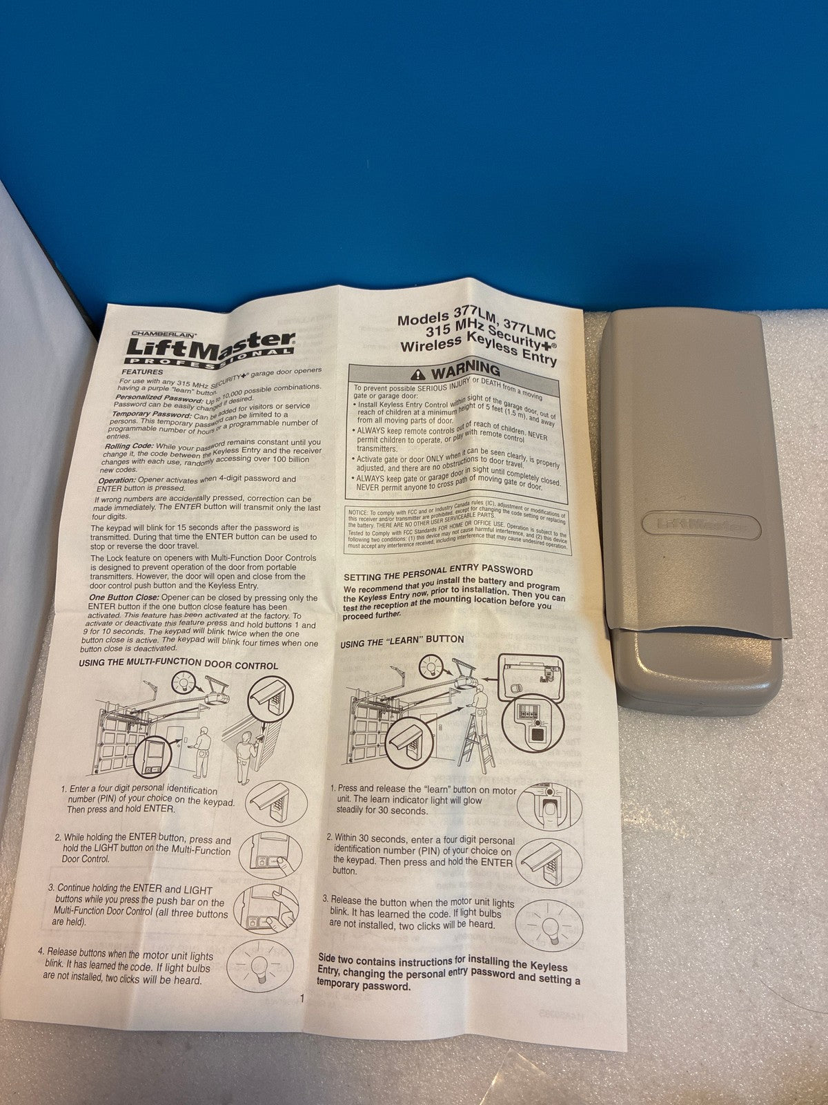 🔥 LiftMaster 377LM Wireless Keyless Entry Keypad 315MHz Security+