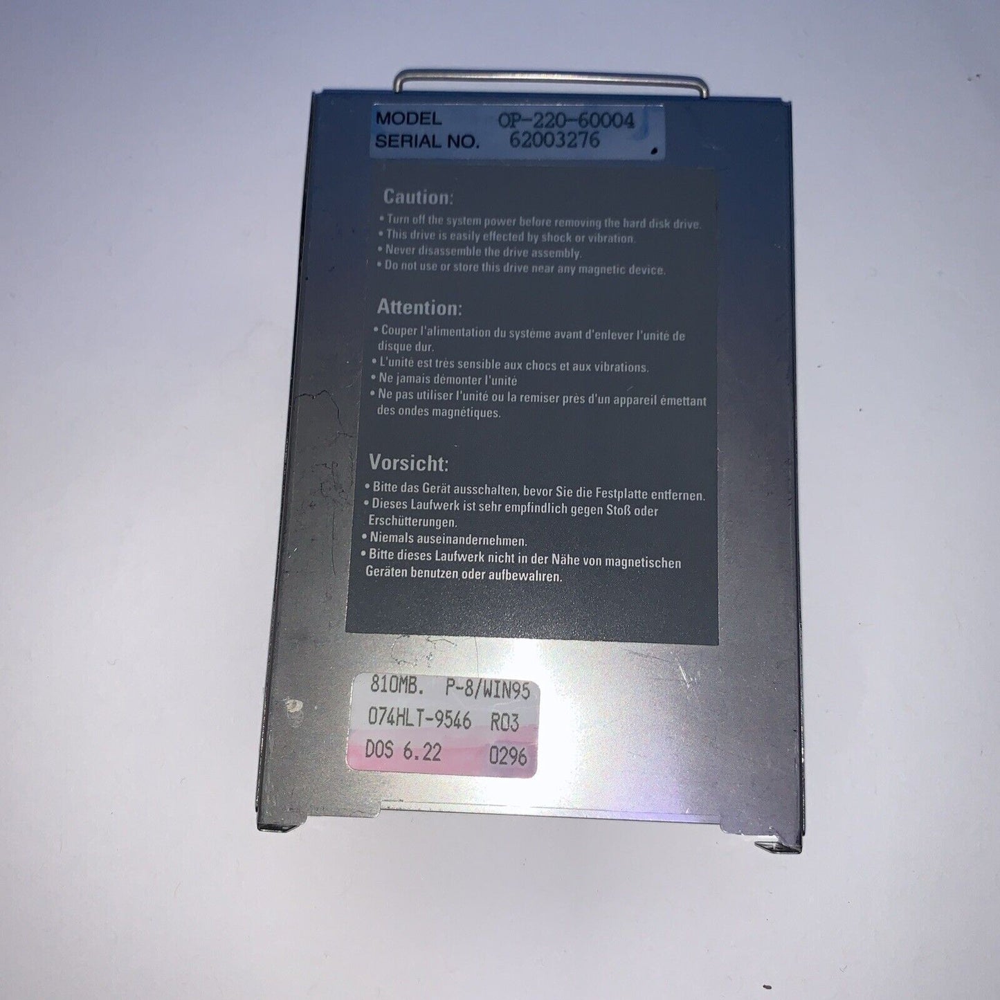Vintage NEC OP-220-60004 810mb laptop Hard Disk (tested working)