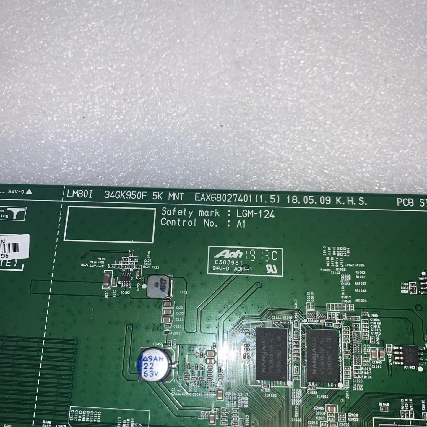 main board for LG 34GK950F-B 34" Ultragear WQHD (3440 x 1440) Nano IPS Freesync2