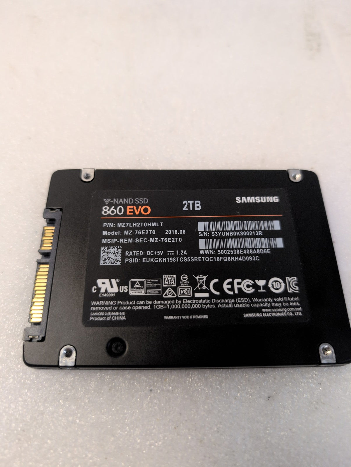 🎸 Samsung 860 EVO 2TB 2.5" SATA III Internal SSD MZ-76E2T0 100% Health