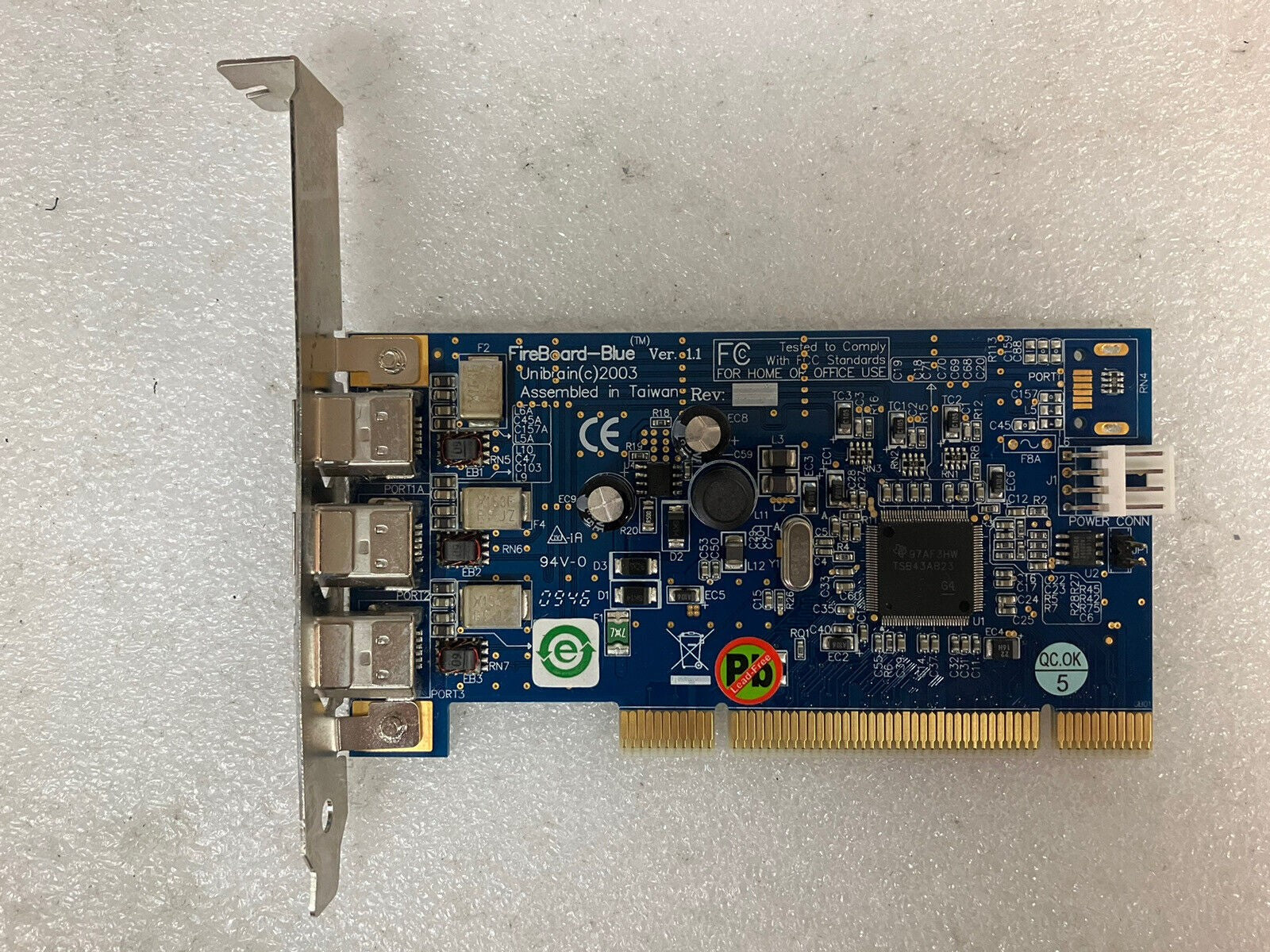 ~ 1x OEM Unibrain FireBoard Blue 3-Port PCI FireWire Card IEEE 1394 Full Height