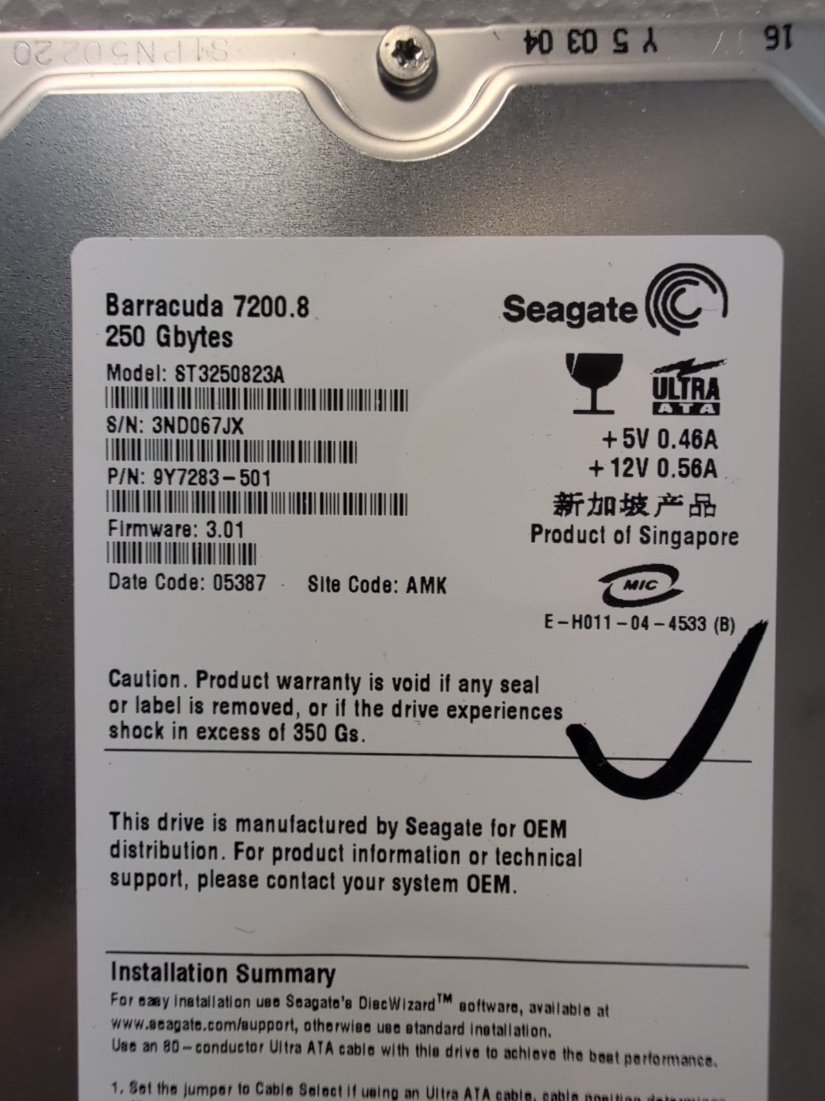 🔥 Seagate 250GB ST3250823A 3.5” IDE Desktop Hard Drive Tested -