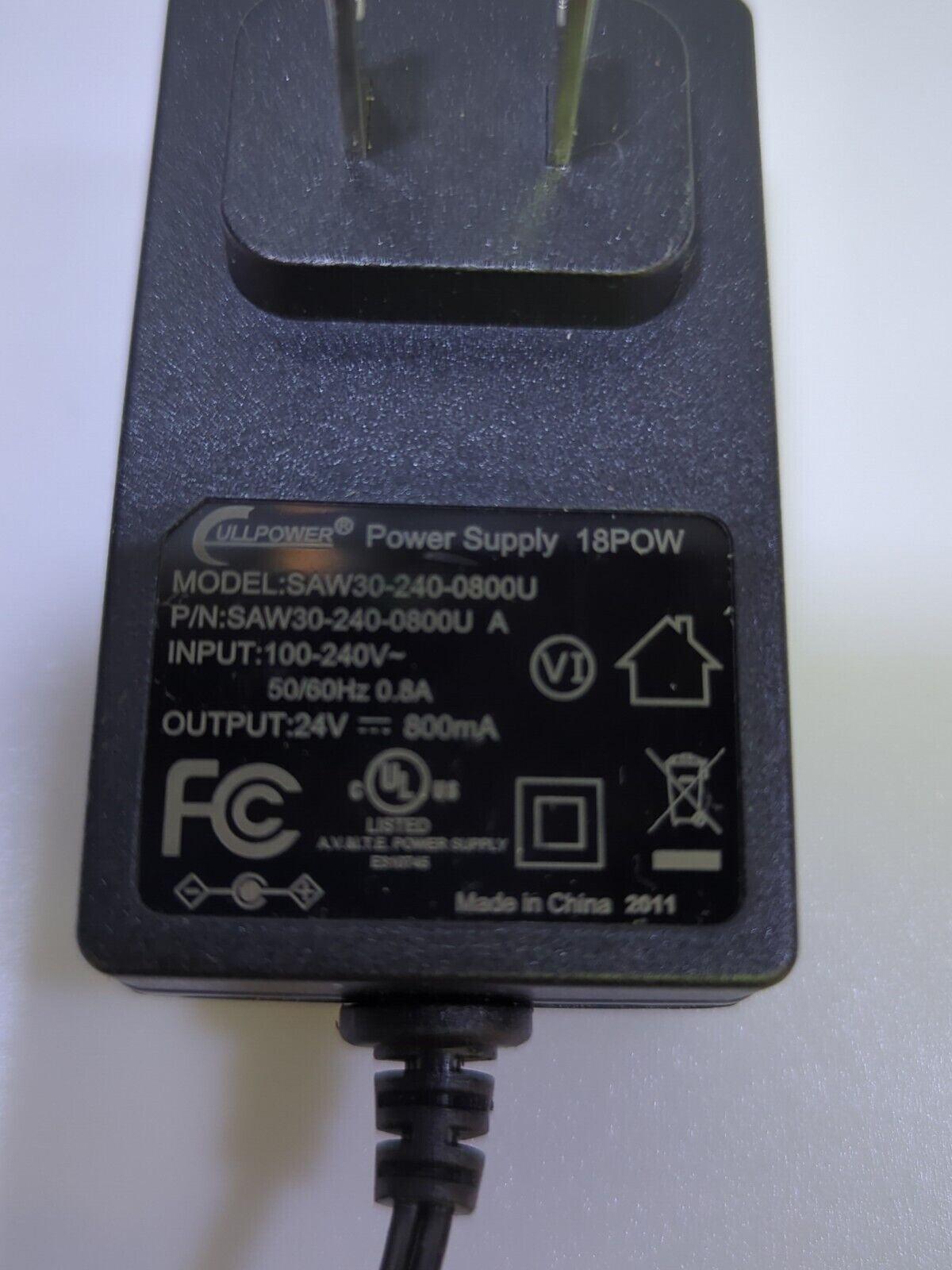 - NEW 10x ULLPOWER Power Supply 100-240V AC TO 24V DC 0.8A 800mA ADAPTER