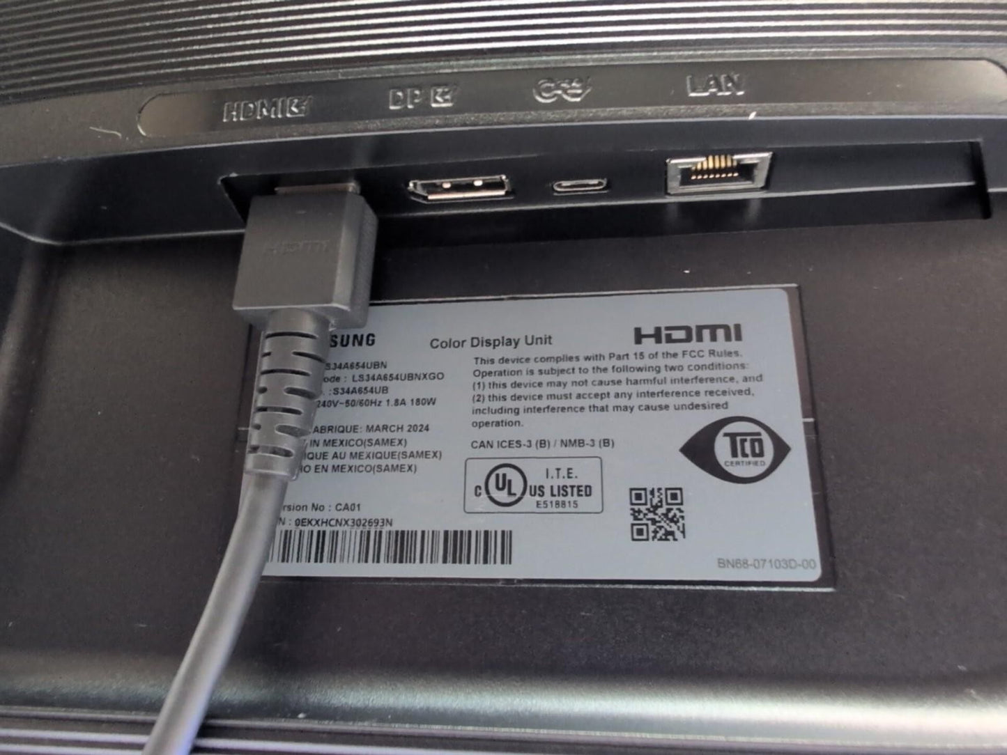 (GRADE A) Samsung 34" Viewfinity S65UA UltraWide QHD Curved Monitor S34A654UBN -