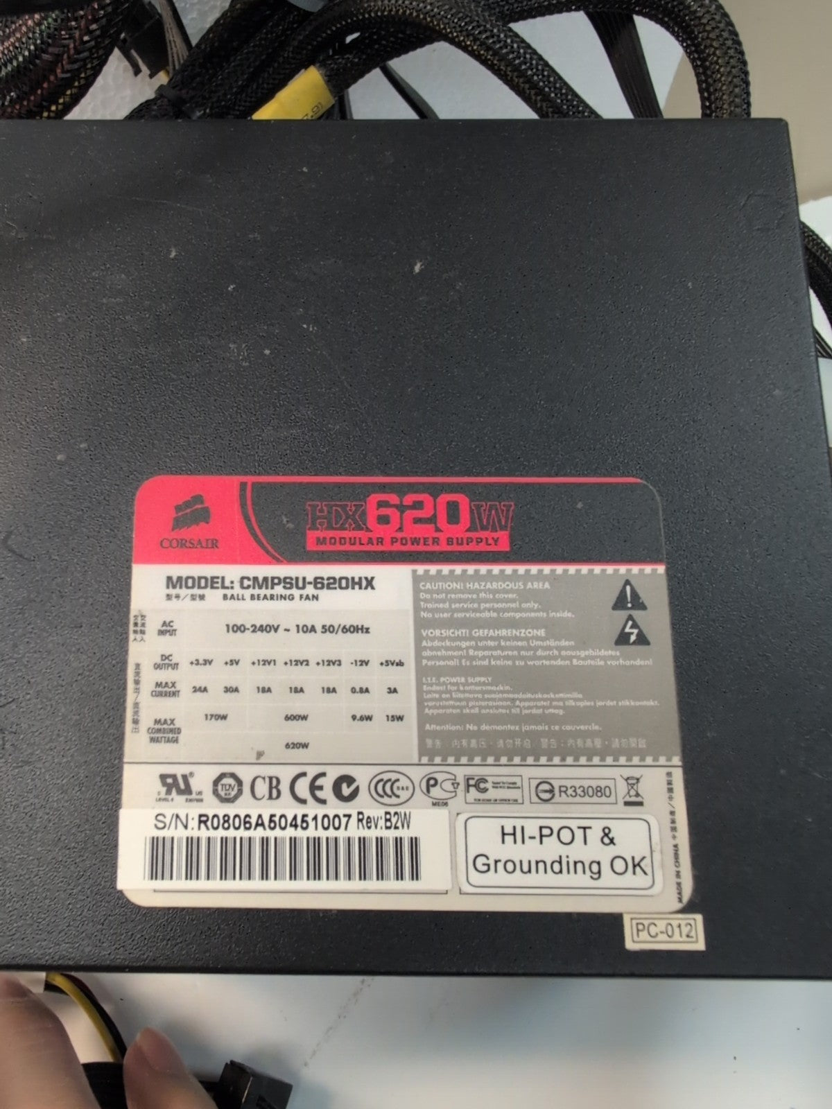 Corsair HX 620W ATX Power Supply CMPSU-620HX W/ Cables (2x 6+2pin PCI-E ) -