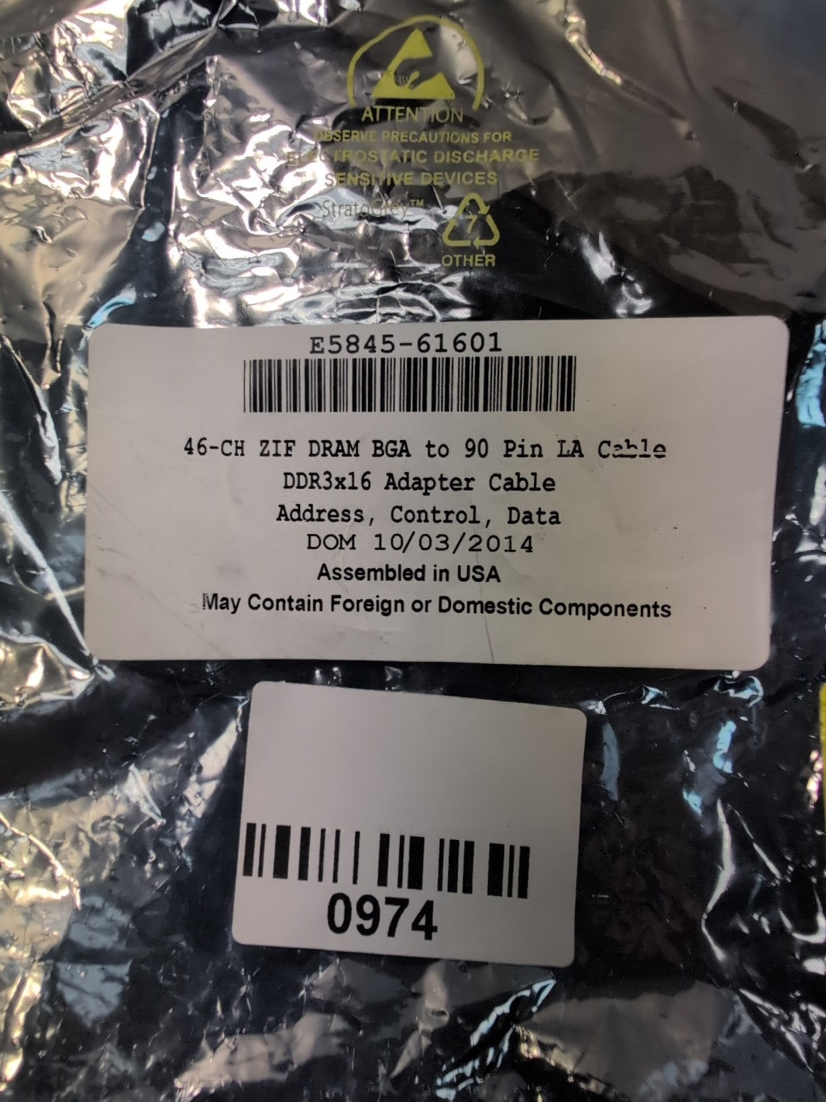 🔥 NEW AGILENT  E5845A-61601 46-CH ZIF DRAM BGA TO 90 PIN LA Cable -