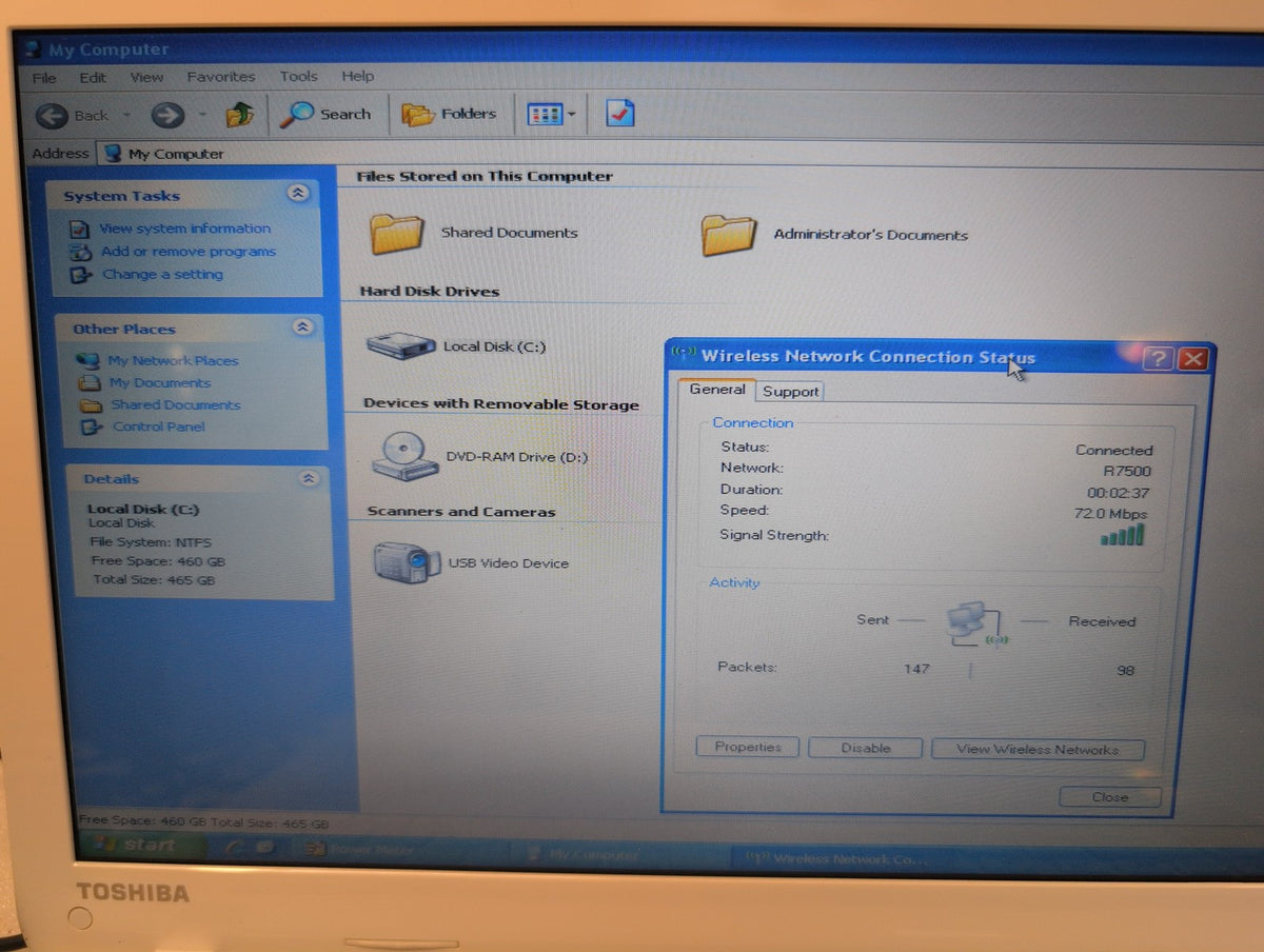 🎸 Toshiba Satellite C40D-A White Laptop AMD E1-2100 14in 2GB RAM 465GB HDD