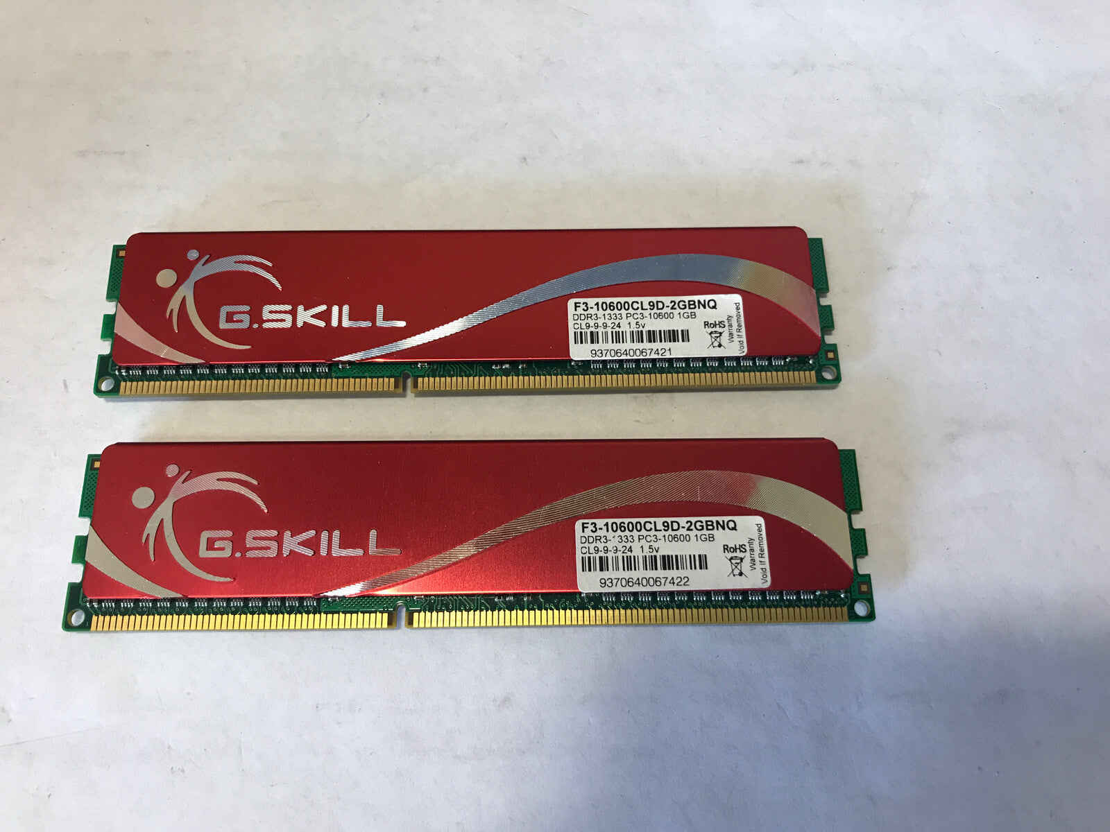 2 x  G Skill Dual Channel 1GB DDR3-1333 PC3-10600 F3-10600CL9D-2GBNQ memory