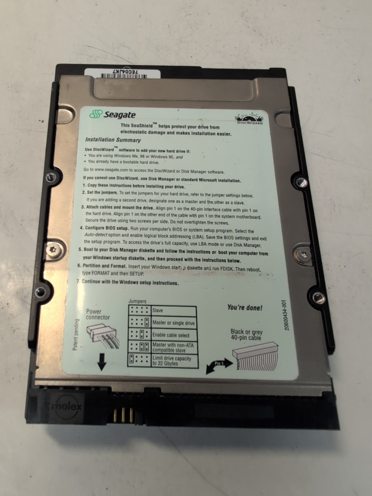 🔥 Seagate Barracuda ATA III 20GB ST320414A IDE Hard Drive 9R3004 Tested -