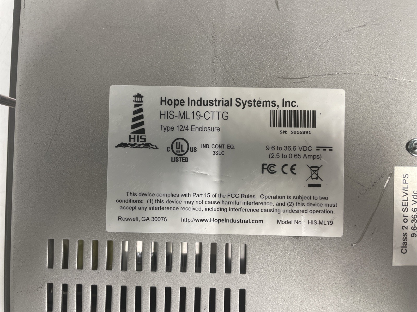 🔥  HOPE INDUSTRIAL SYSTEMS His-Ml19-CTTG Touch Screen Monitor 19"  +