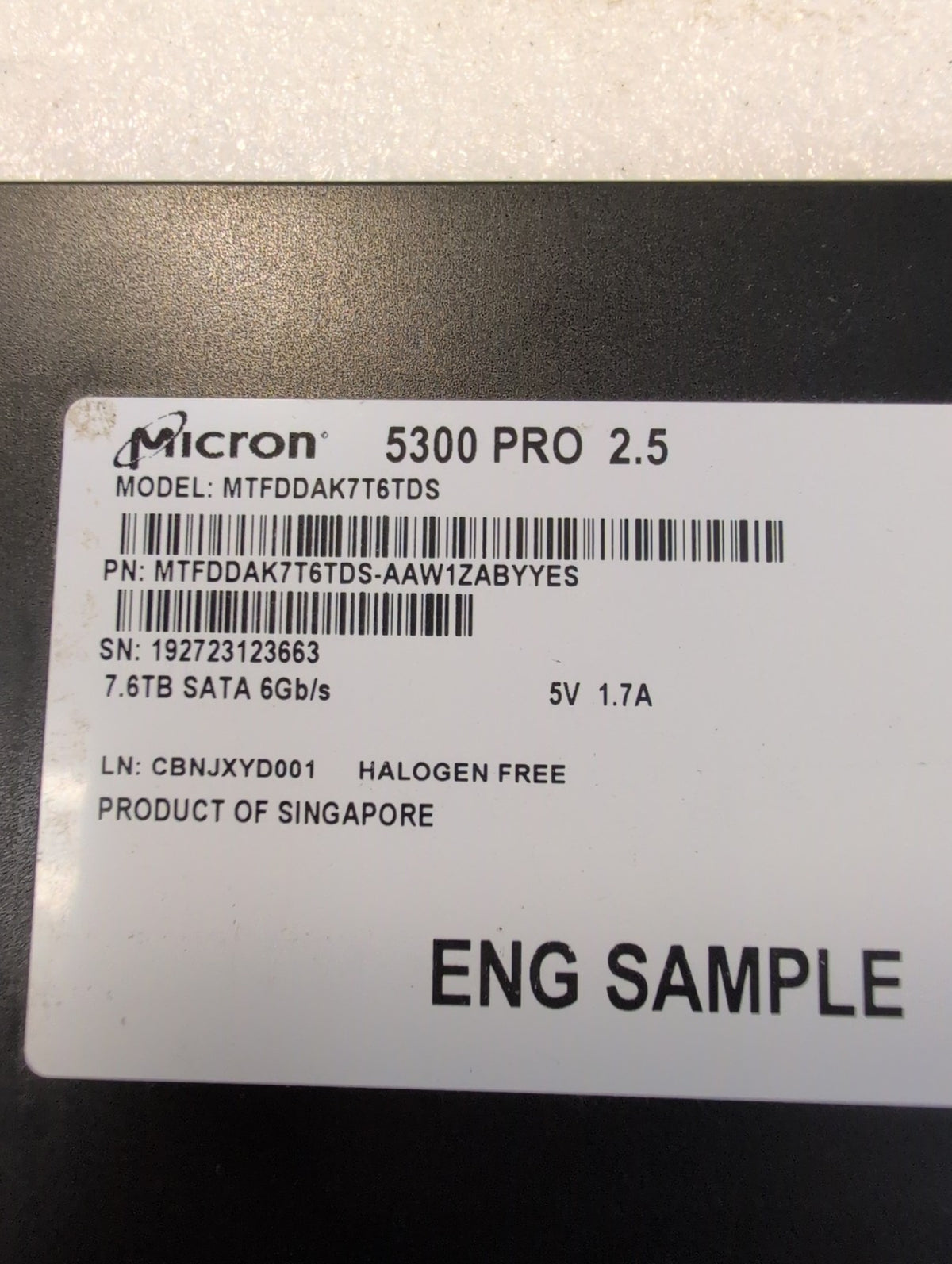 🎸 Micron 5300 PRO MTFDDAK7T6TDS 7.68TB SATA 2.5in Enterprise SSD 100% Health
