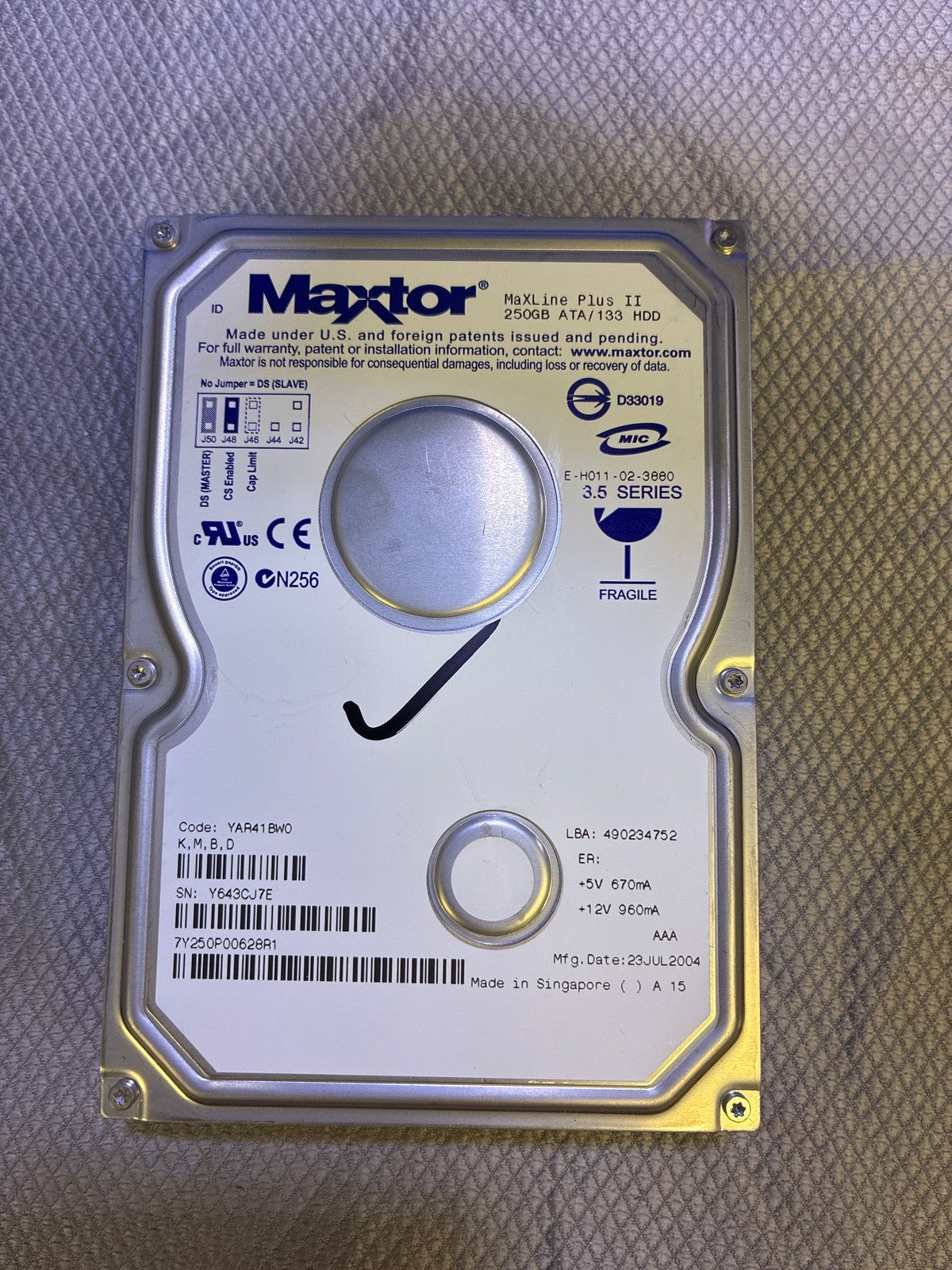 🔥 Maxtor MaXLine Plus II 7Y250P00628R1 250GB IDE ATA/133 3.5in Desktop HDD