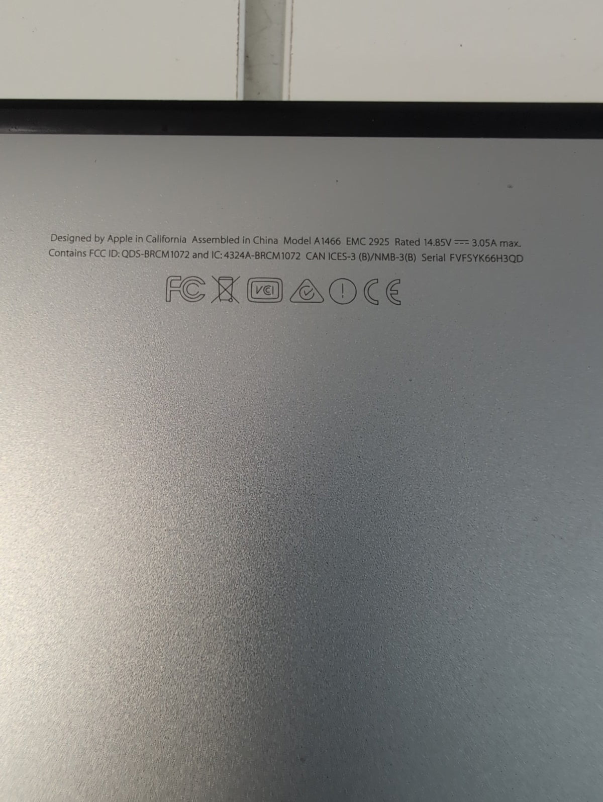  Apple MacBook Air 2015 A1466 13.3"/i5-1.6GHz/8GB/128G SSD/10. 13(NO AC, READ) -