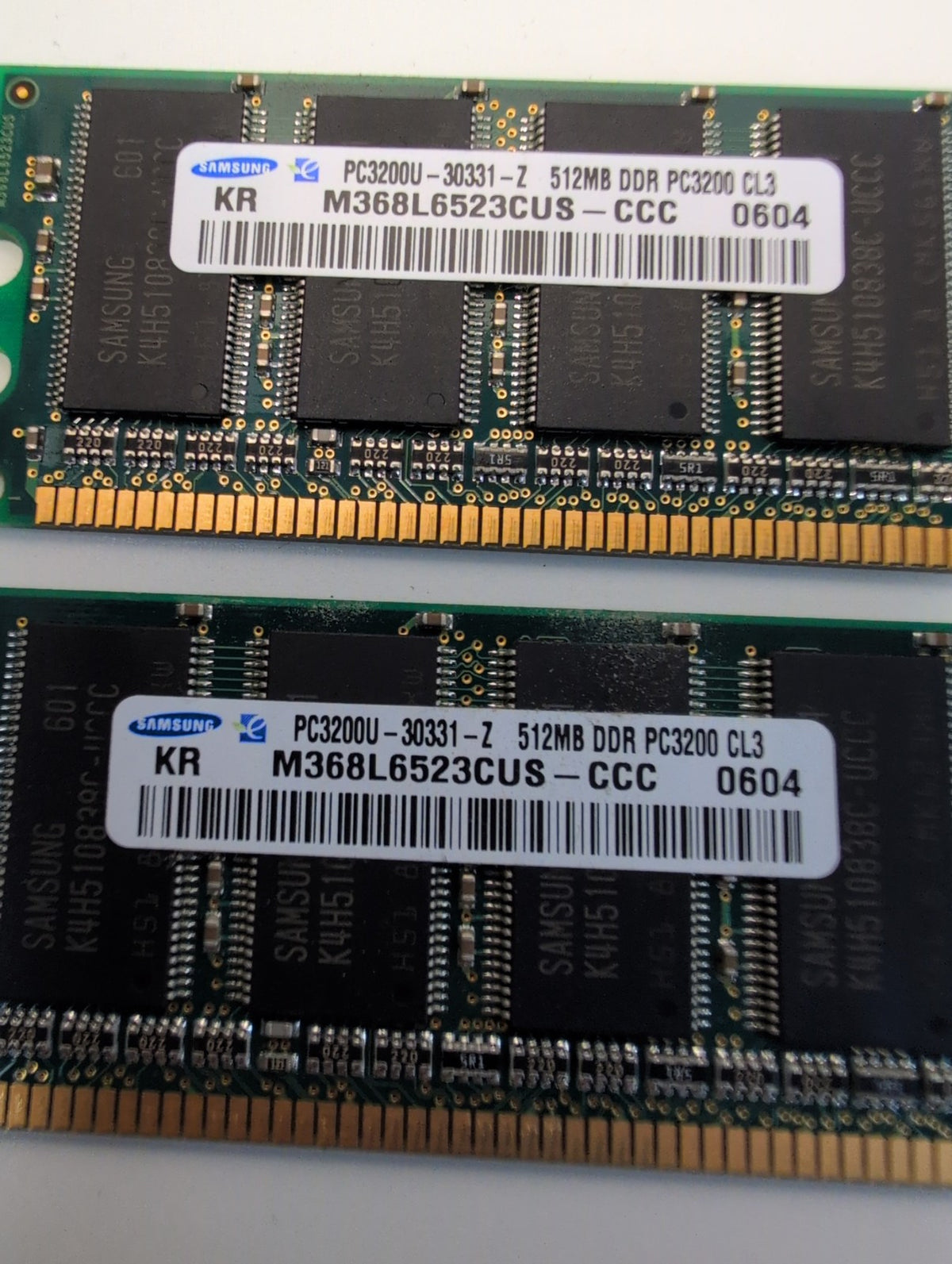 Samsung M368L6523CUS-CCC 512MB DDR PC3200 CL3 184-Pin DIMM RAM Matched Pair -