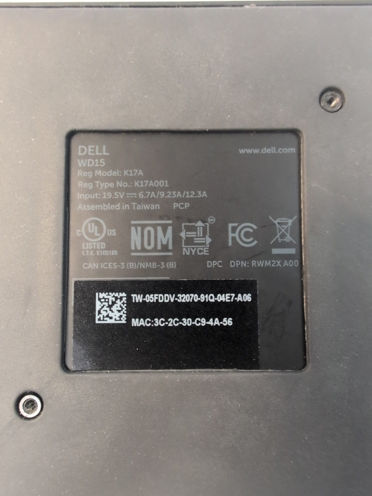 🔥 Dell WD15 K17A USB-C Docking Station 05FDDV With 9.23A Adapter Tested  -