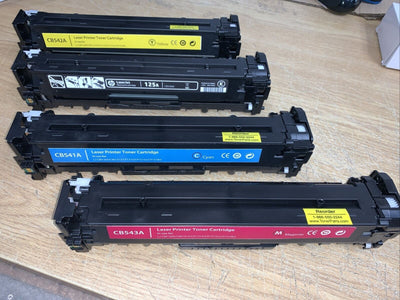 original~ K C M Y INK Toners For HP 125A Color LaserJet CP1515n CP1518ni (25%)