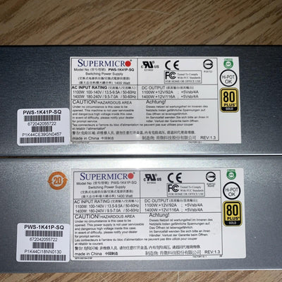（1x)  SuperMicro PWS-1K41P-SQ  1400W server redundant power supply