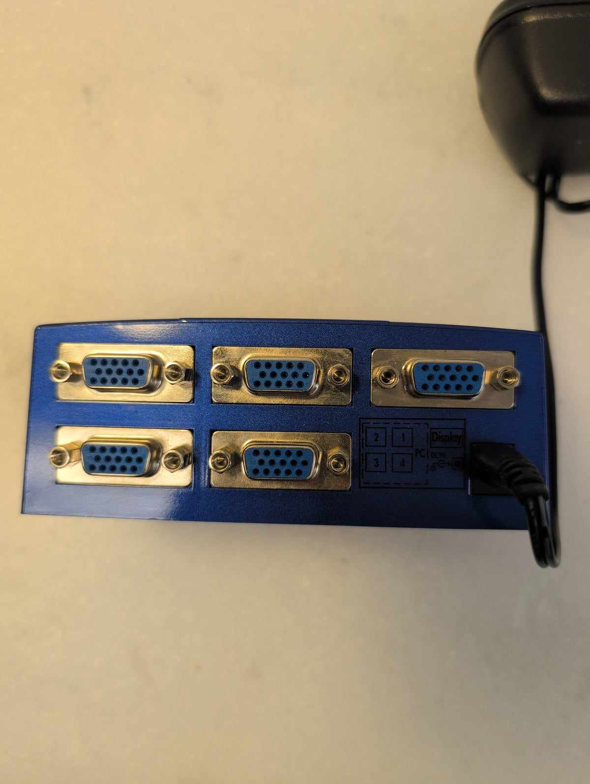 🎸 4-Port VGA KVM Switch Box VS-141A Blue Manual Selector w/ Power Adapter