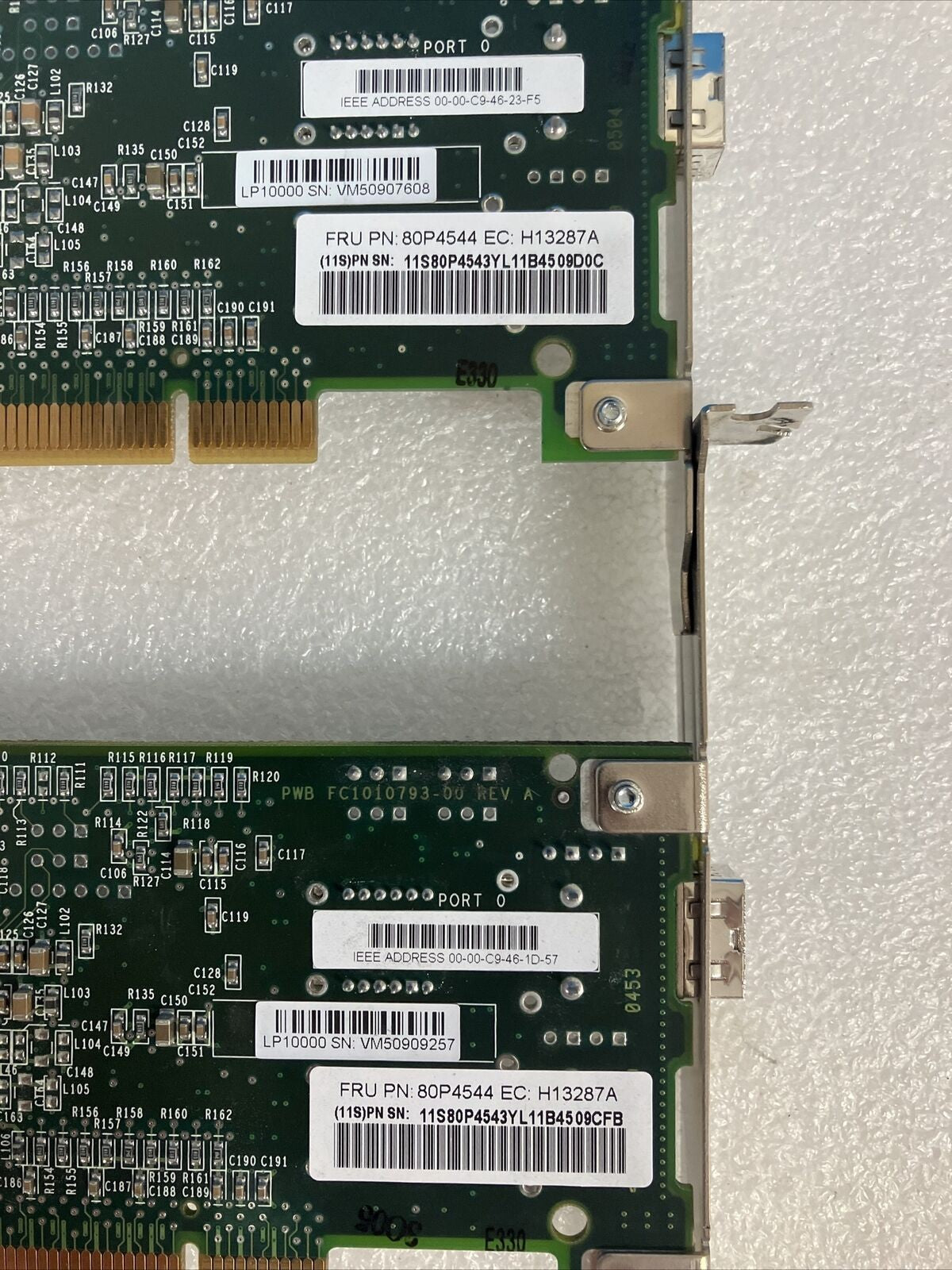 2x IBM 80P4544 2Gbps PCI-x Single Port LC Fiber Channel Adapter Card H13287A ~