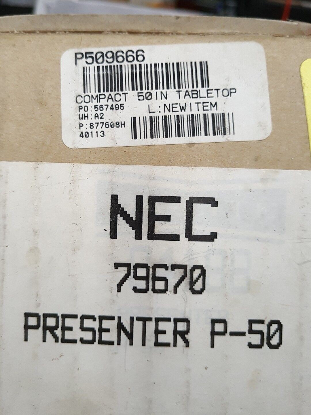 - NEW IN BOX NEC 79670 50" TABLETOP PRESENTER P-50 PROJECTOR SCREEN P509666~@