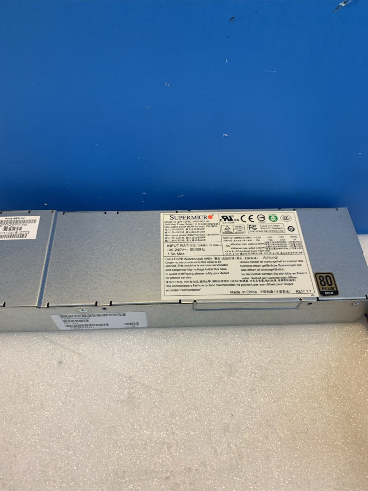 SuperMicro PWS-563-1H 560W 80 Plus Gold Switching Power Supply PSU