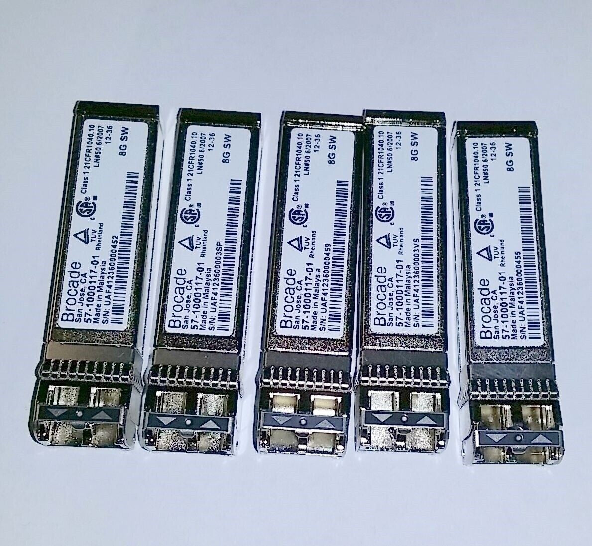 5 x Brocade 8G SW 57-1000012-01 8GB 850nm Optical Transceiver SFP Module