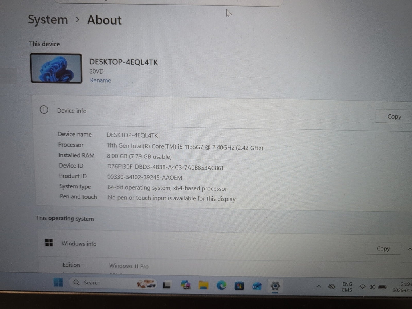 Lenovo ThinkBook 14 G2  ITL 14" Laptop i5-1135G7/8GB/256GB NVMe/ Win11 (NICE) -