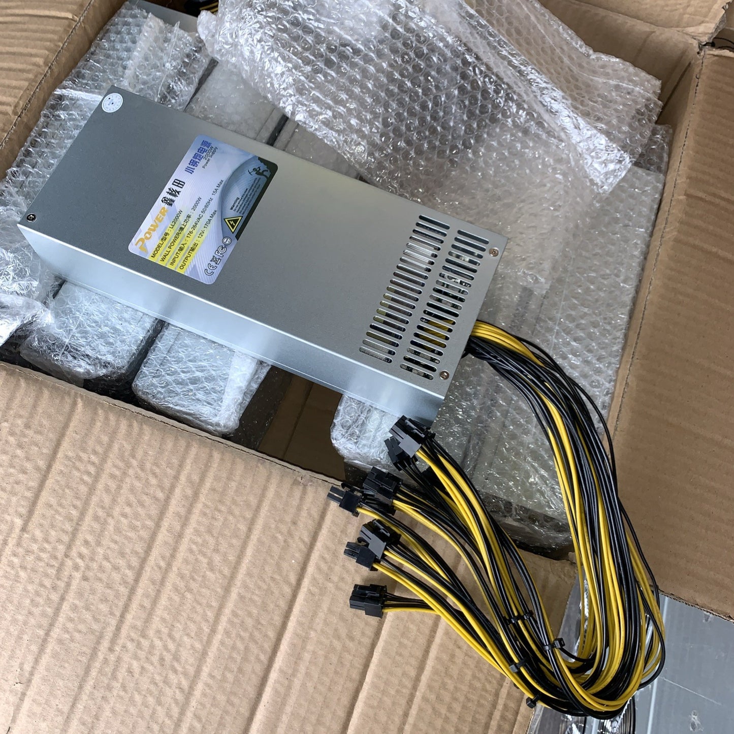 🔥 POWER LL2000W 2000W input: 176-264V  Output: 12V 170A power supply + 10x PCIe
