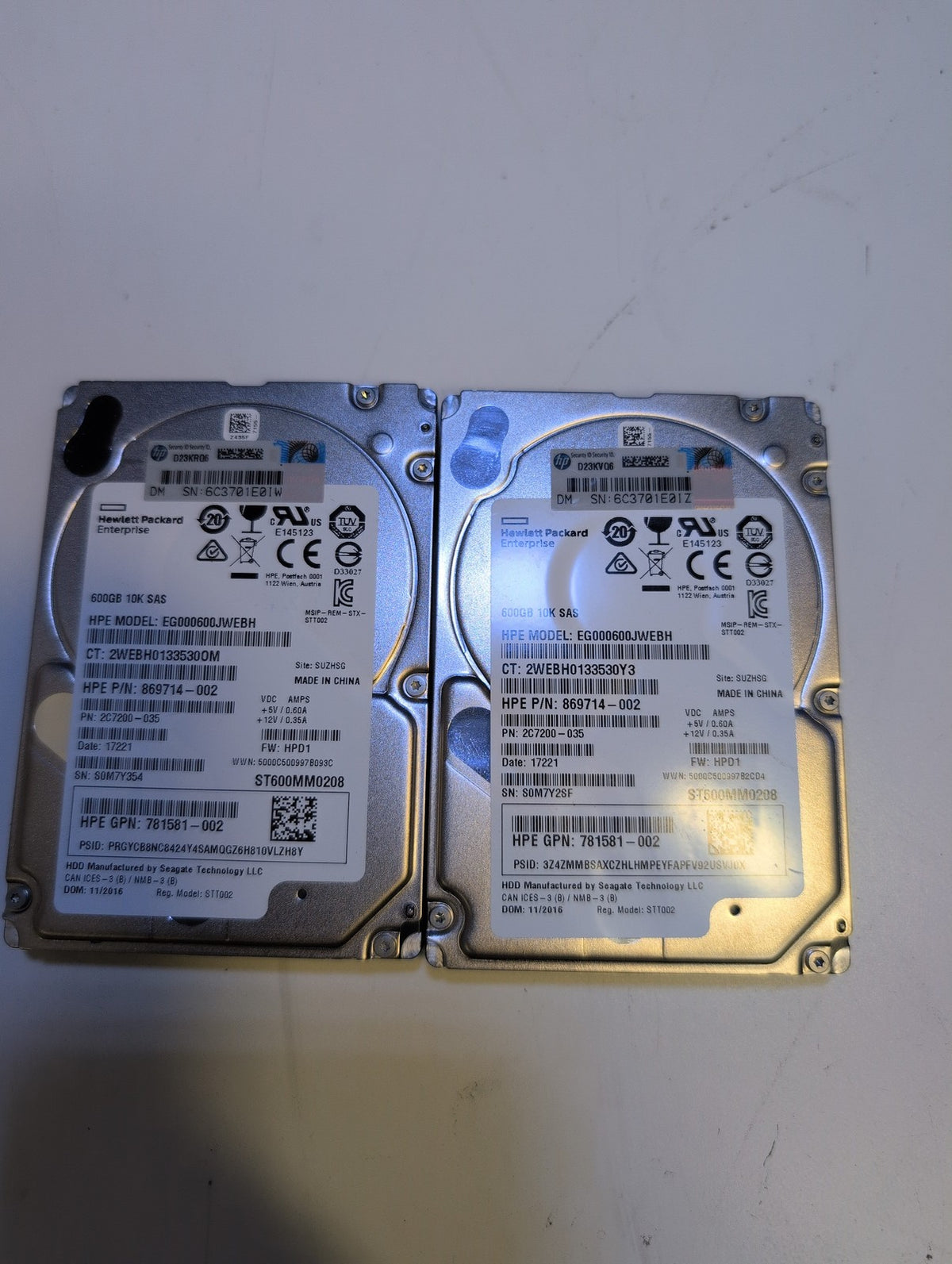 🎸 Like New 2x HPE EG000600JWEBH 600GB SAS 2.5in SAS HDD ST600MM0208 (0 day)