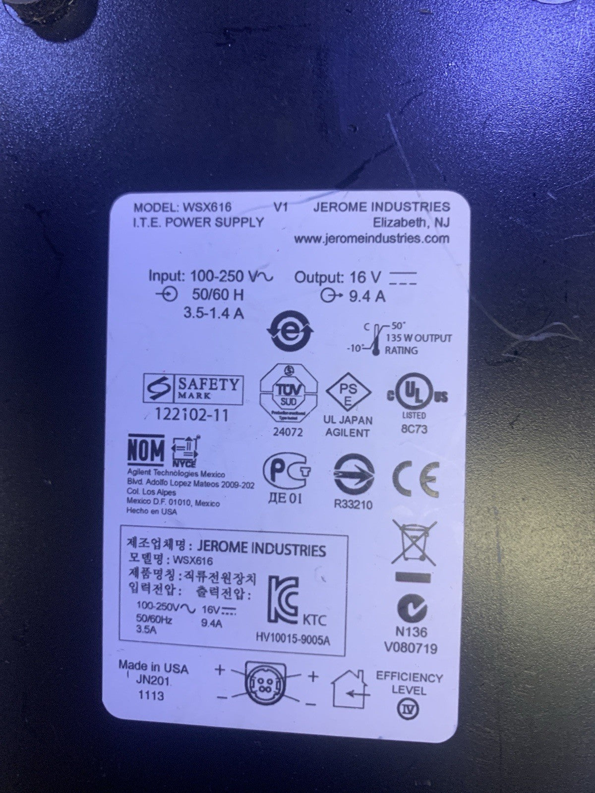 🔥 Agilent E2960B N5316A WSX616 16V 9.4A Power Supply Adapter DIN 4-Pin
