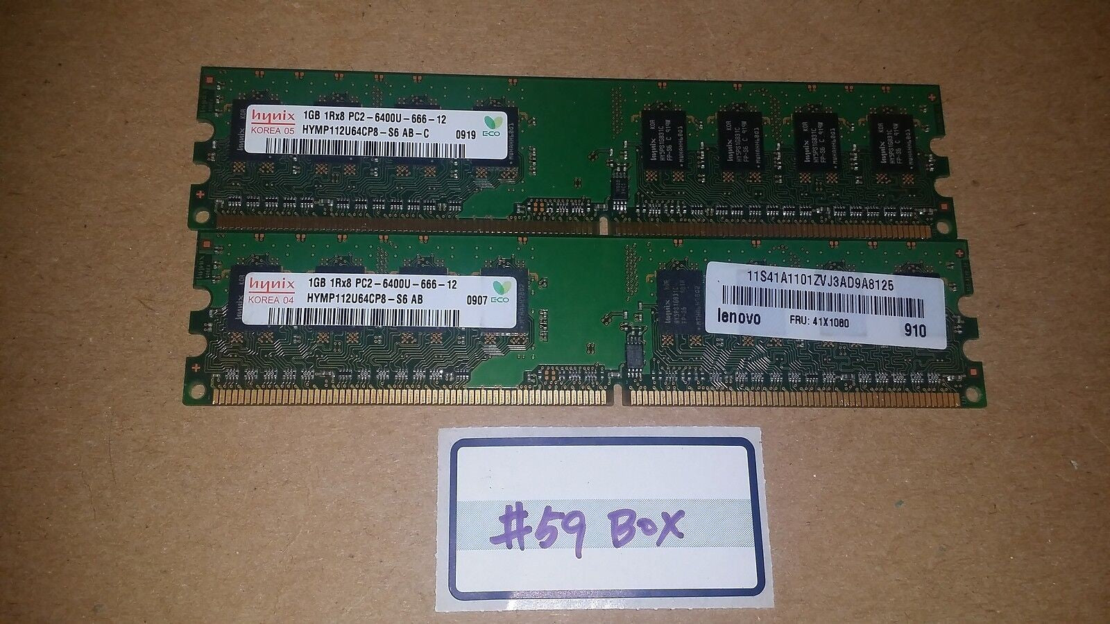 2 x Hynix 1GB PC2-5300P HYMP112U64CP8-S6 AB Desktop Memory RAM @@@ 