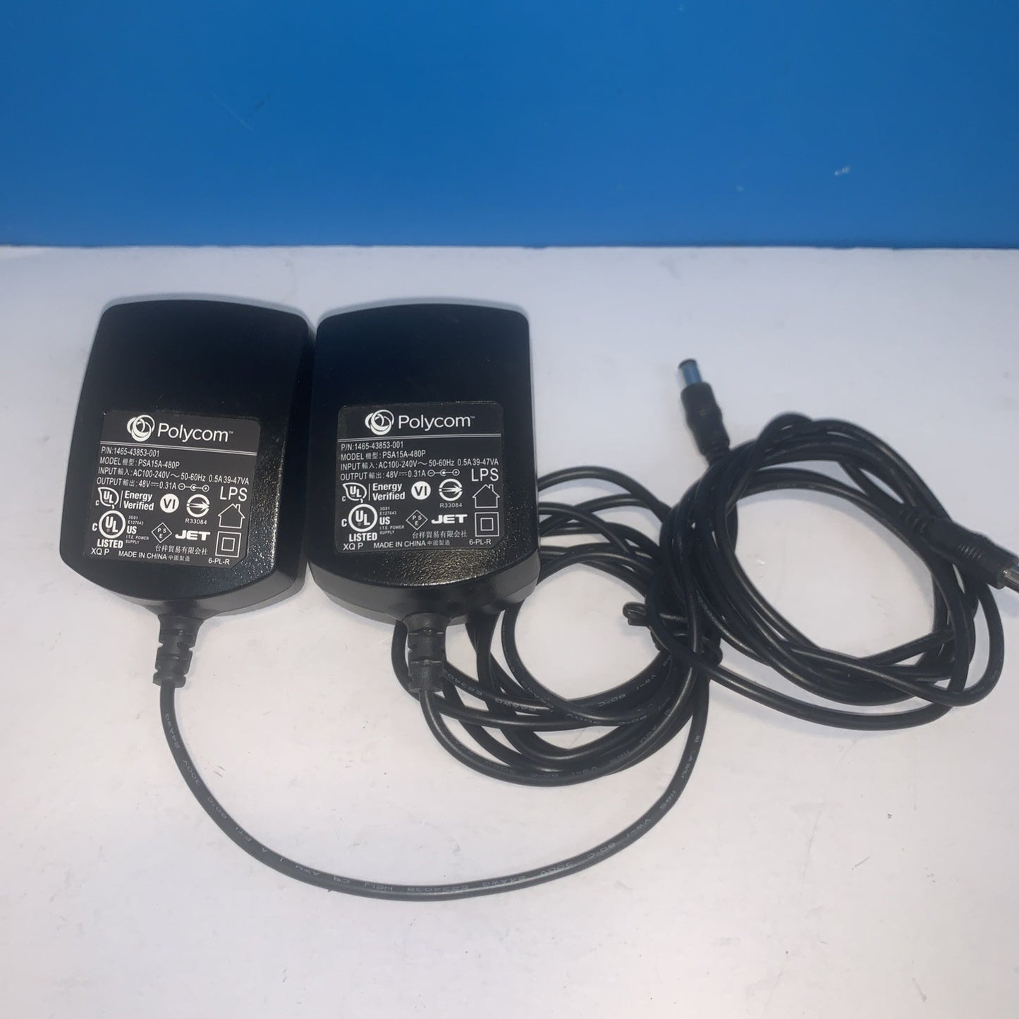 Lot of 2 Original Polycom AC Adapter PSA15A-480P 1465-43637-001 48V 0.031A 14W