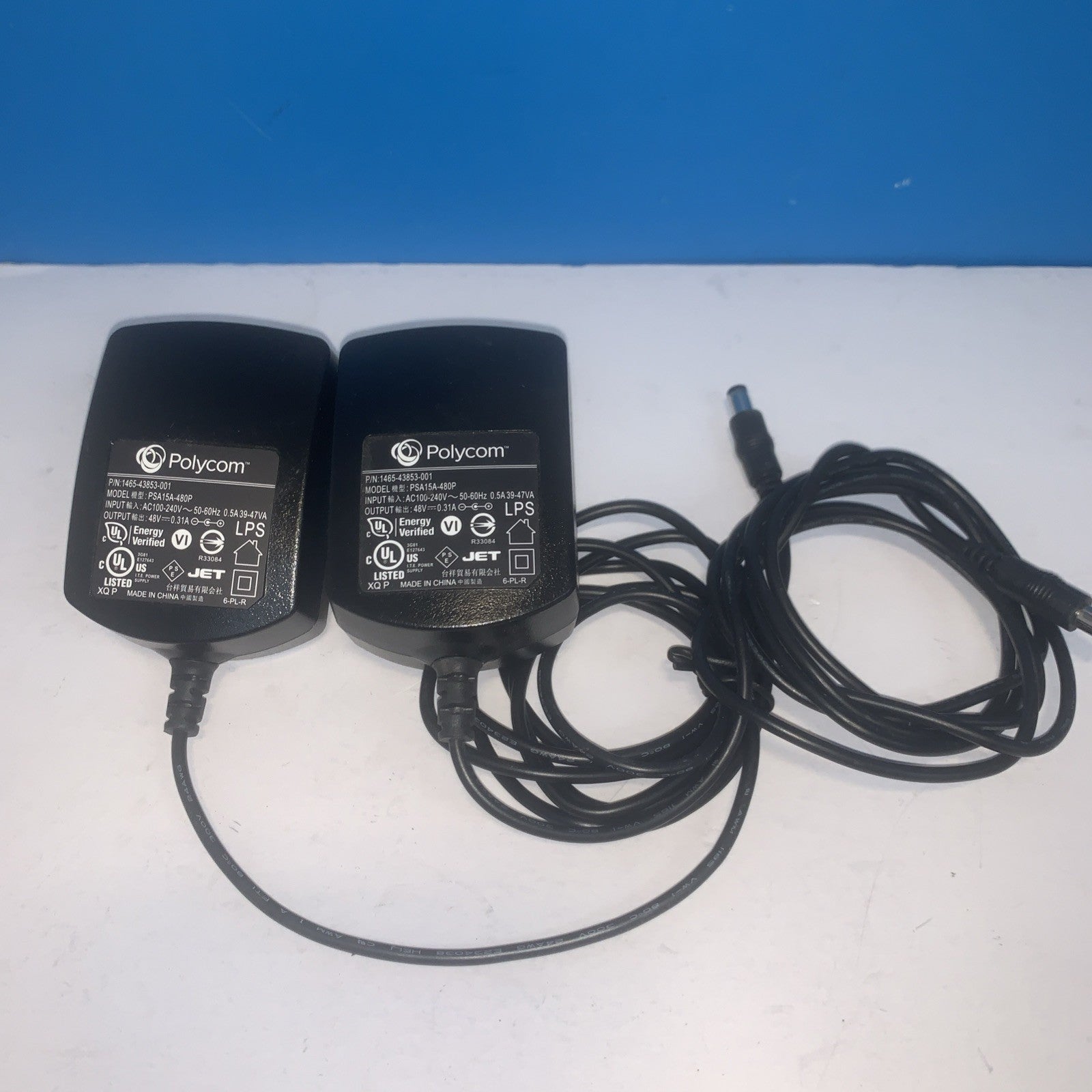 Lot of 2 Original Polycom AC Adapter PSA15A-480P 1465-43637-001 48V 0.031A 14W