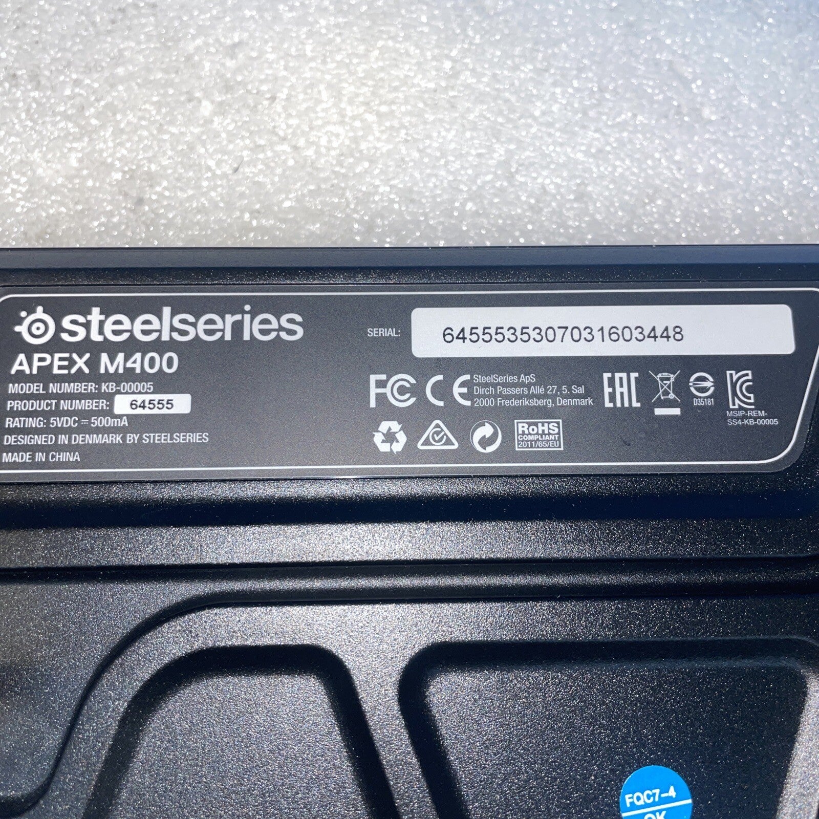 SteelSeries 64555 Apex M400 Backlit lighting Gaming Keyboard