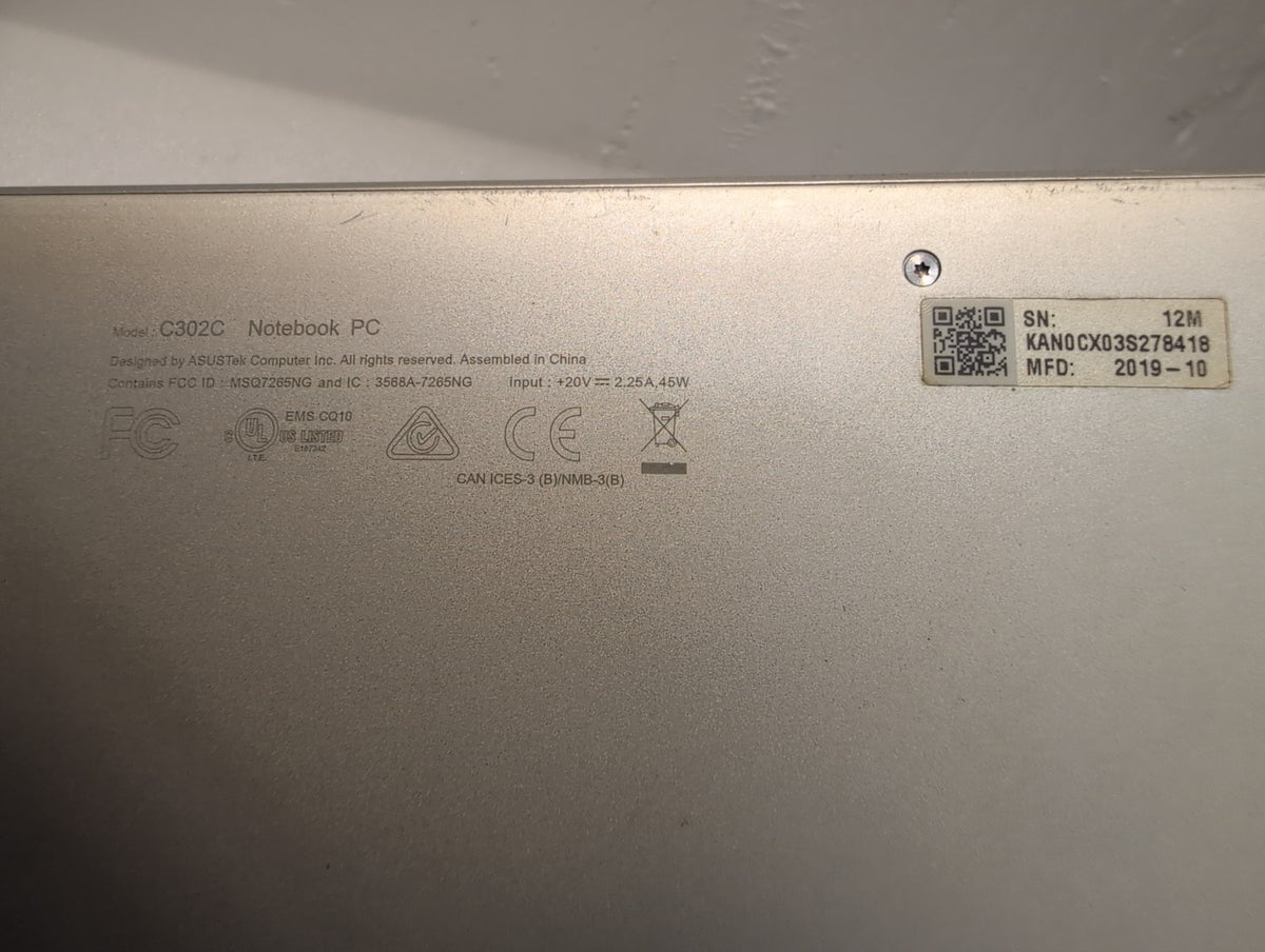 🎸 ASUS Chromebook Flip C302C 12.5" Intel Core m7-6Y75 /8GB RAM /NO AC (READ)