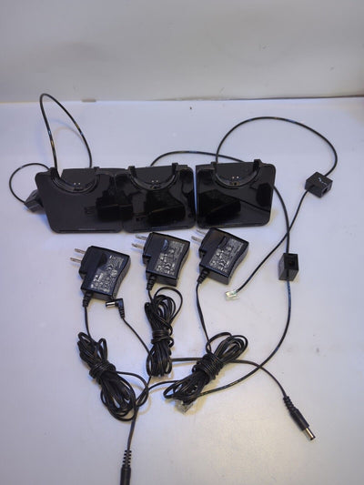 - 3x sets of Plantronics Wireless Headset CS520 C052 charging base with cables