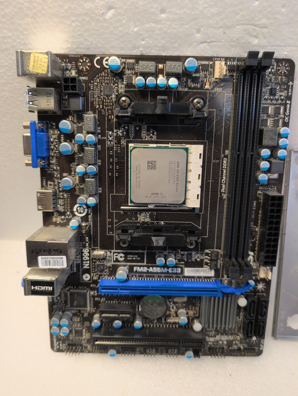 🎸 MSI FM2-A55M-E33 Micro-ATX Motherboard Socket FM2 + AMD A6-5400 CPU Combo