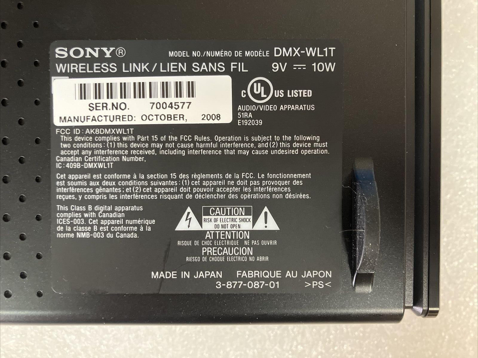 Sony DMX-WL1 Bravia 4-HDMI Input Wireless Link With Power Adapter (No Remote) ~