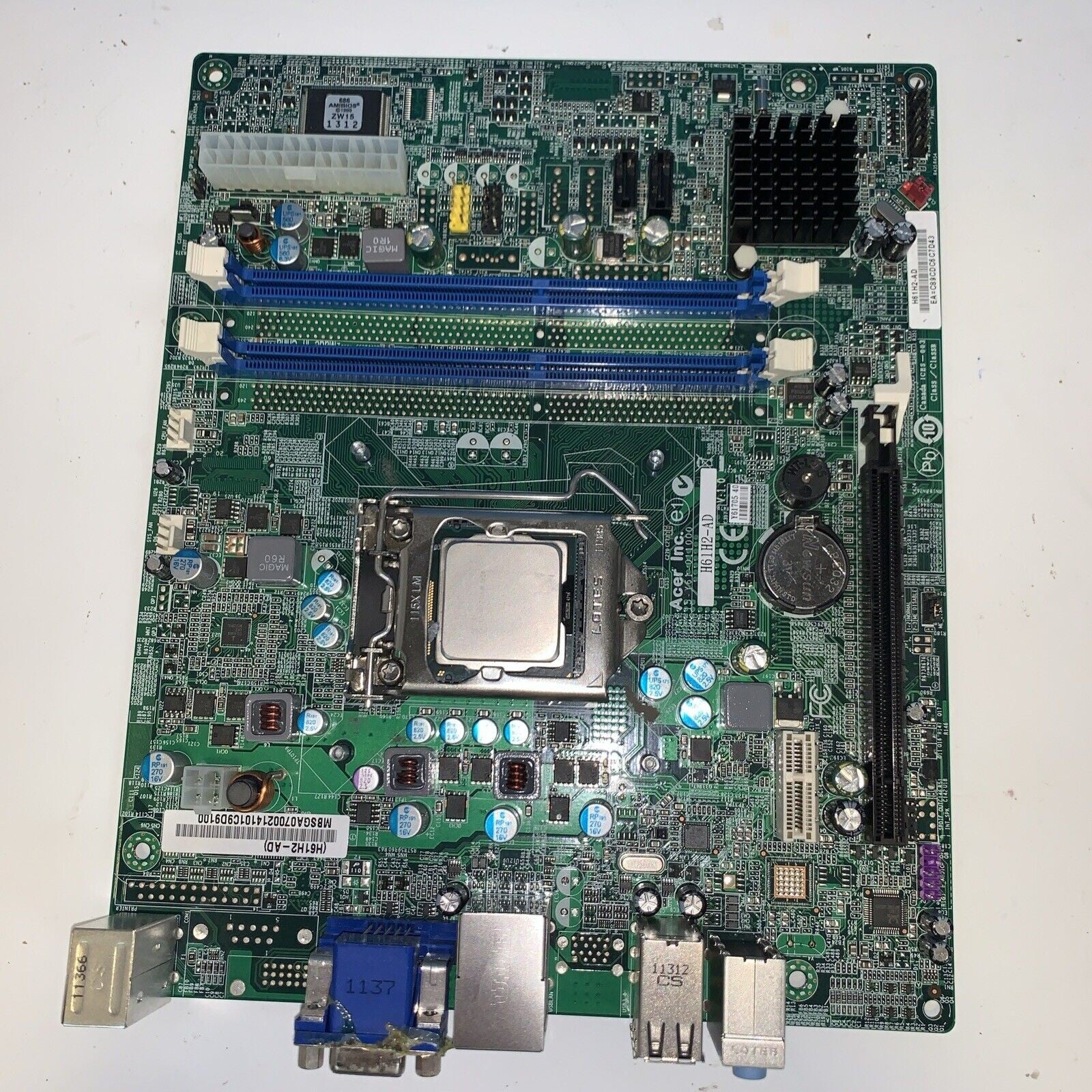 Acer Gateway H61H2-AD Motherboard LGA1155 Intel G620 CPU