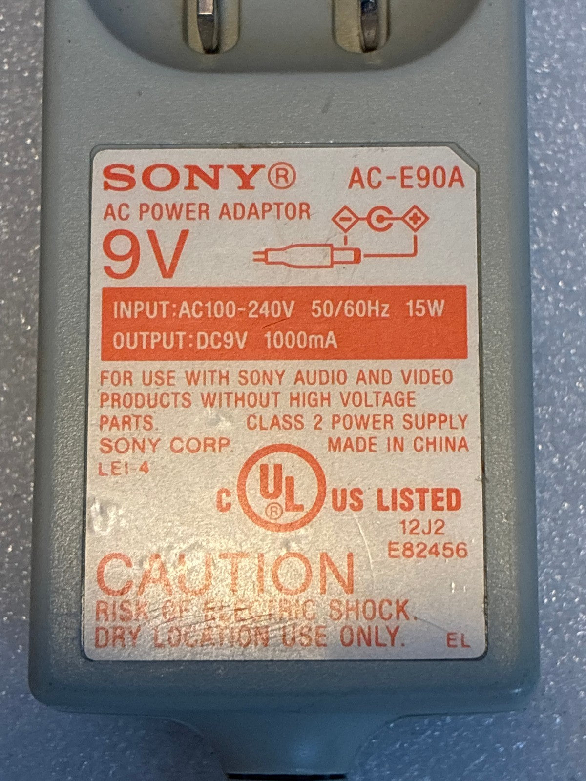 🔥 Sony AC-E90A 9V 1000mA AC Power Adaptor Gray Right-Angle Barrel Plug