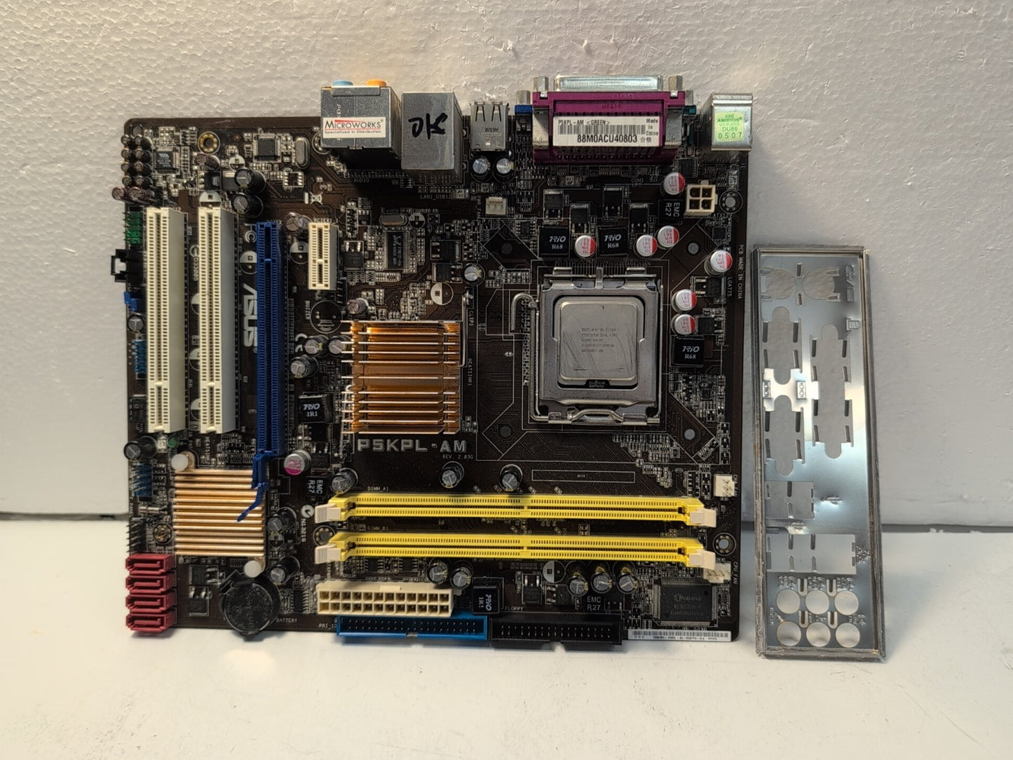 🔥 ASUS P5KPL-AM MOTHERBOARD LGA775 + CORE 2 DUO E2200 + I/O  PLATE -