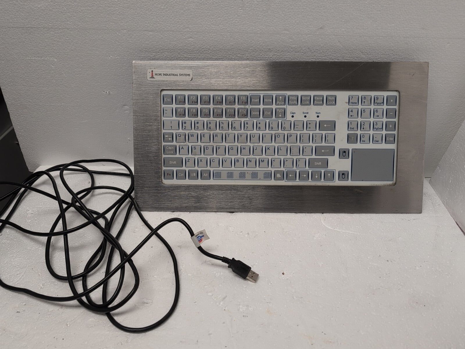 🔥 HOPE INDUSTRIAL SYSTEMS  Wall Mount USB Keyboard KB-M2-P90-SS4-4X-USB Tested-