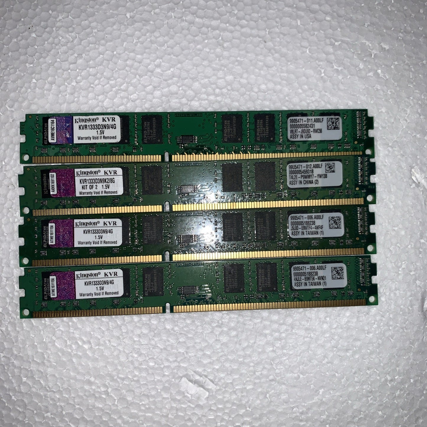 🔥 16GB (4x4GB) Kingston DDR3 1333 PC3-10600 Desktop Memory KVR1333D3N9/4G