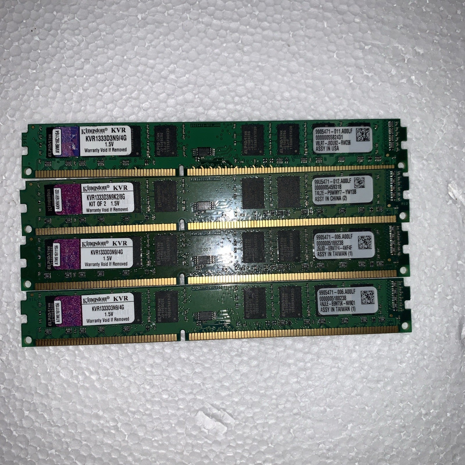 🔥 16GB (4x4GB) Kingston DDR3 1333 PC3-10600 Desktop Memory KVR1333D3N9/4G