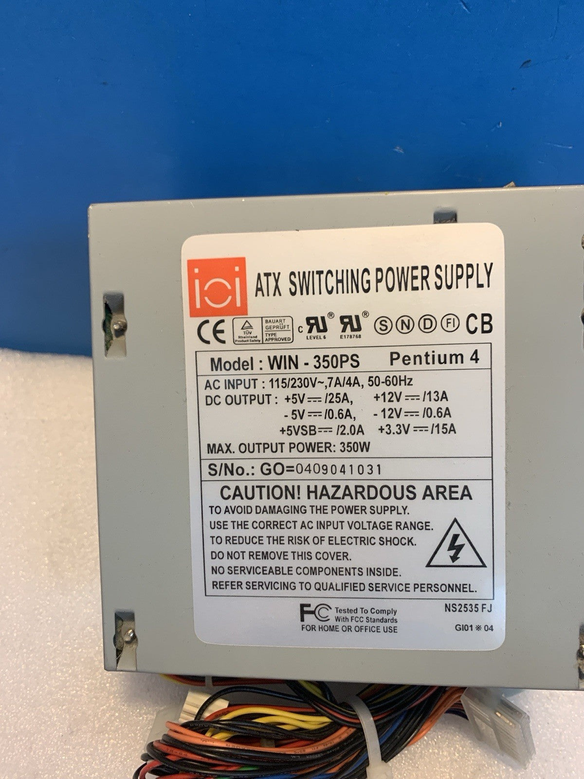 🔥 Rare~ ICI WIN-350PS ATX Power Supply 350W Pentium 4 W/P8 Plug