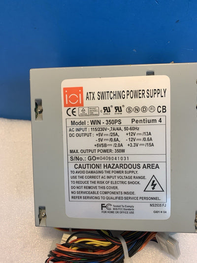 🔥 Rare~ ICI WIN-350PS ATX Power Supply 350W Pentium 4 W/P8 Plug