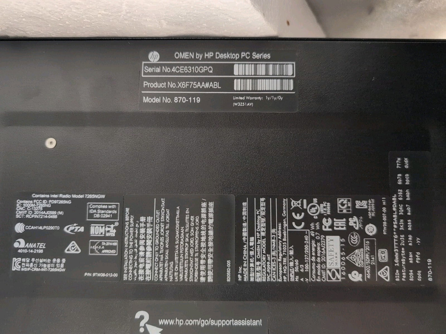 HP Omen 870 Desktop  i7-6700 CPU / 8GB RAM/240GB SSD/GTX 960 2GB/WI-FI /win11 -