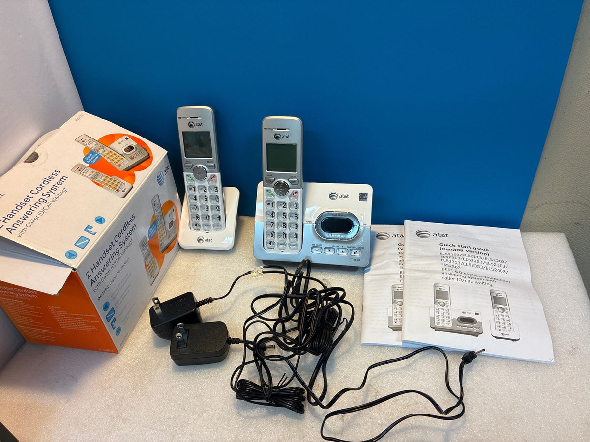🔥 AT&T EL52203 2 Handset Cordless Phone DECT 6.0 Answering System Caller ID