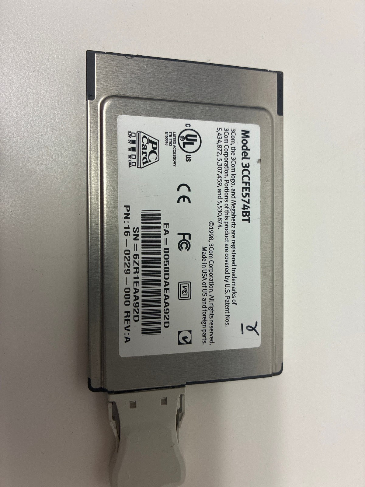 🔥 3Com Megahertz 10/100 LAN PC Card 3CCFE574BT with RJ-45 Dongle