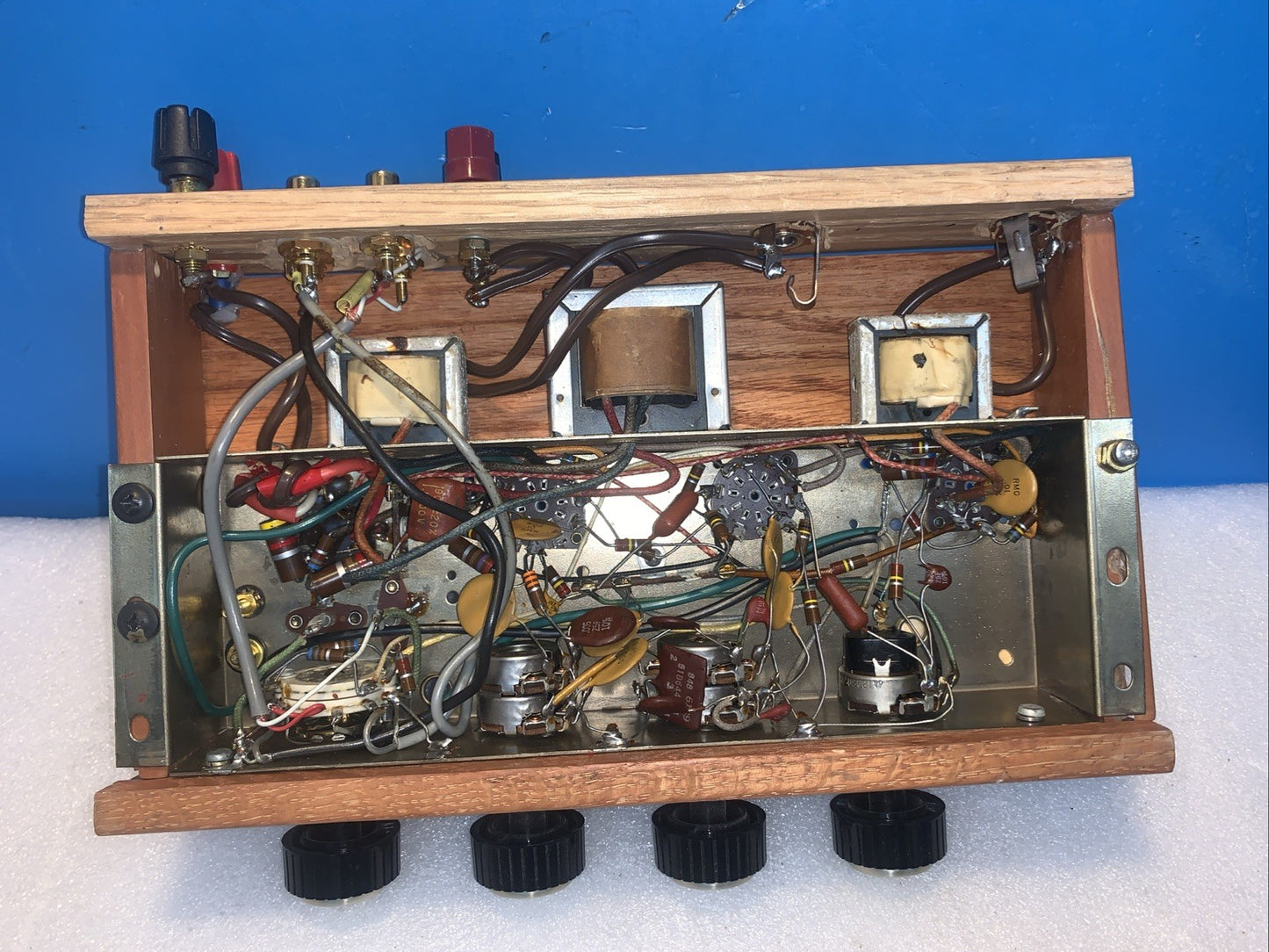 🔥 Vintage Tube Amplifier Chassis ECL82 6BM8 12AX7 Wood Case Untested